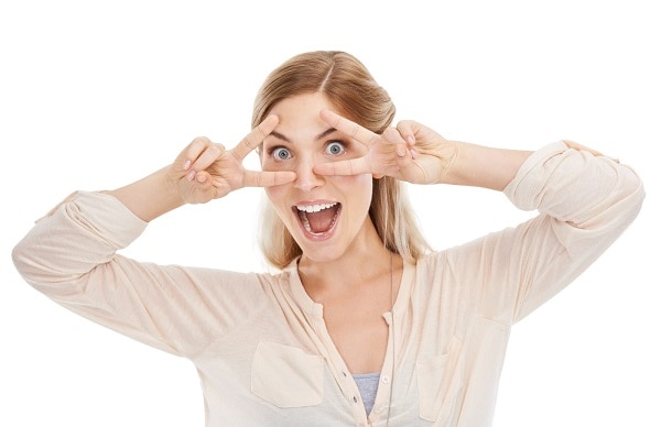 50851722 what big eyes you have studio portrait of an attractive woman framing her eyes with her fingers